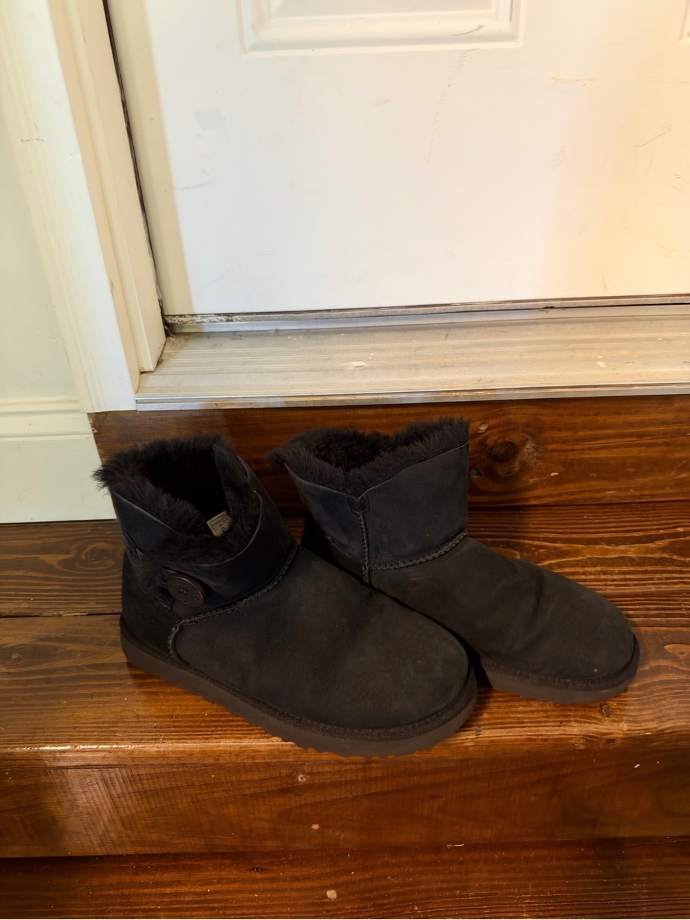 UGG Short Shearling-Lined Ankle Boots in Black
